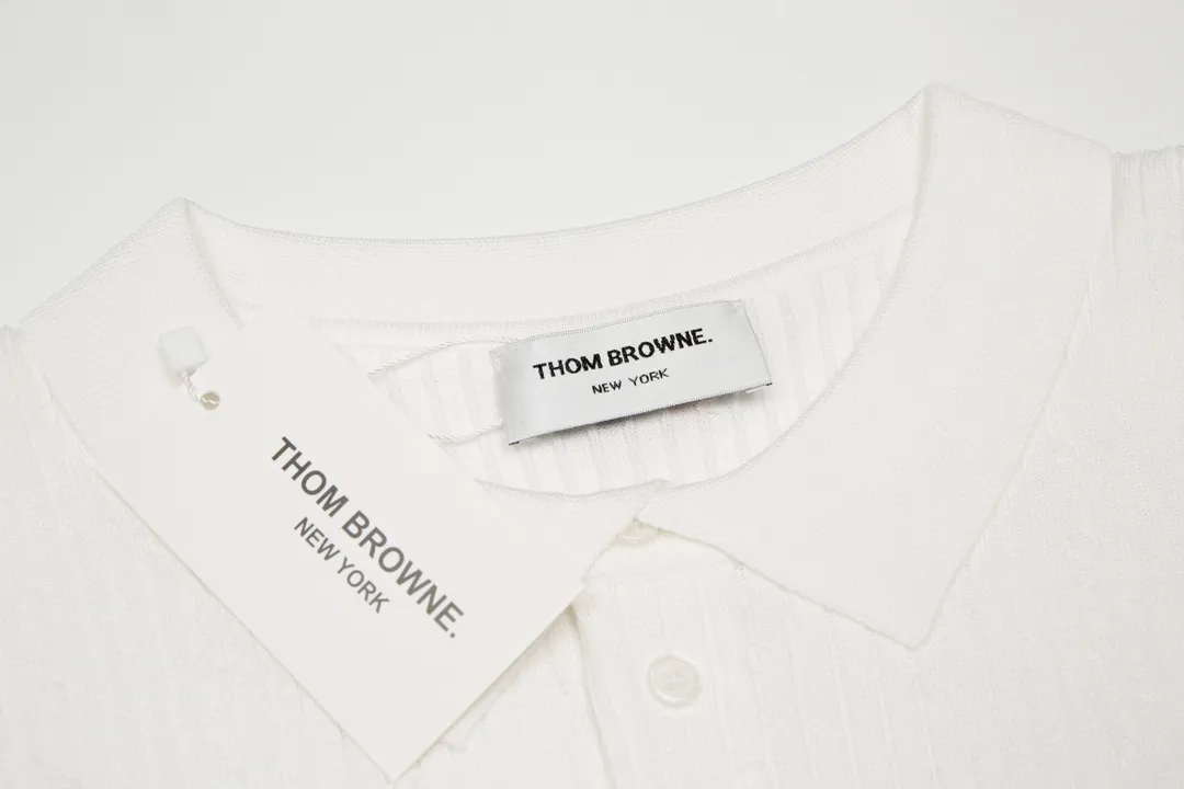 Thom Browne ➡️ POLO ，。 Retro Same Style Versatile : White Size：M-3XL